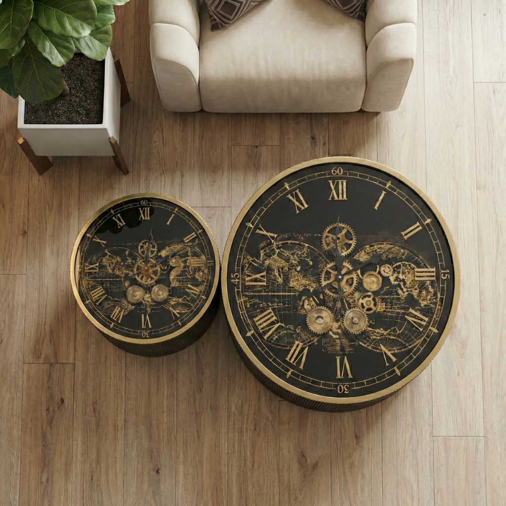 Luxury Clock-Top Side Table Set
