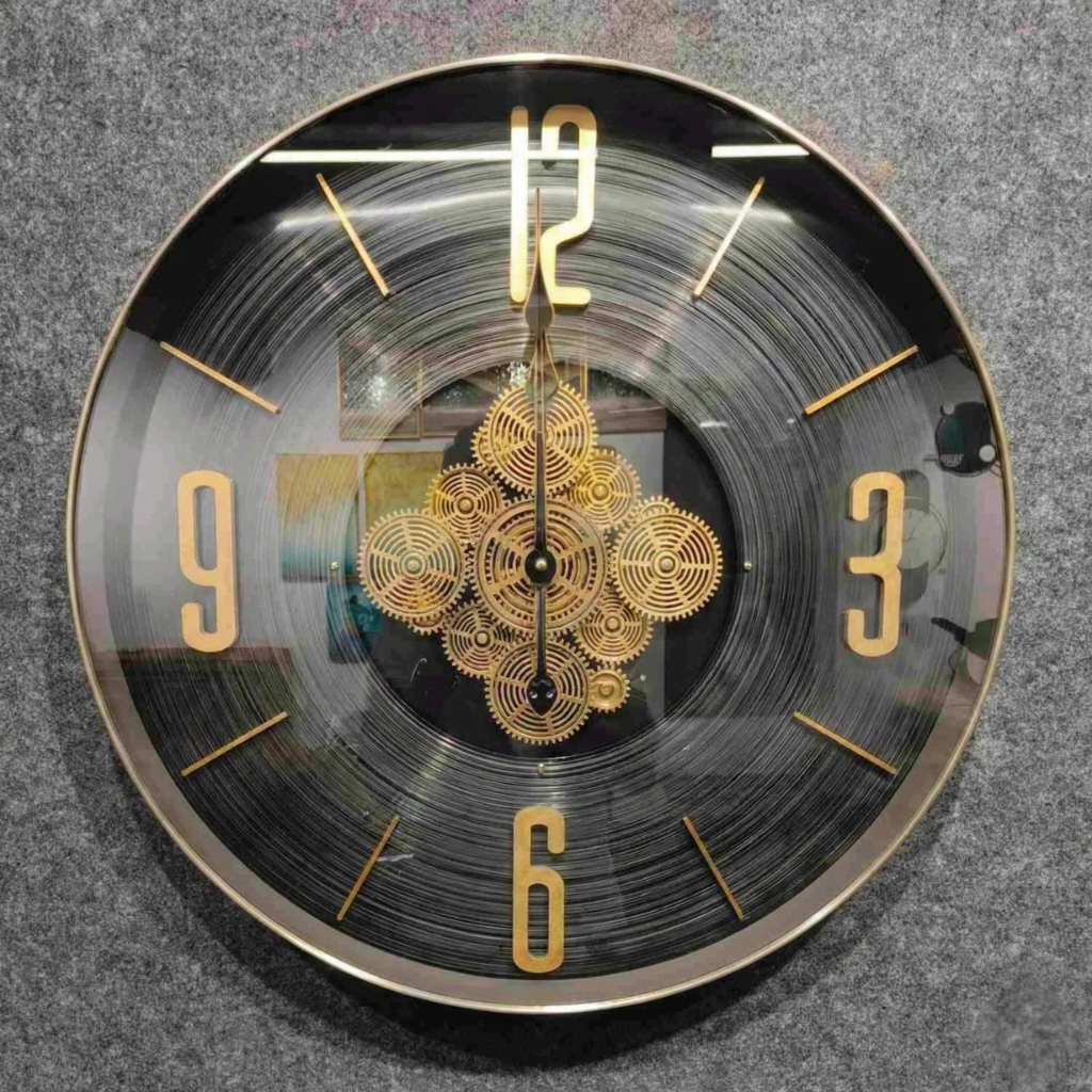 Modern Black Metal Gear Wall Clock