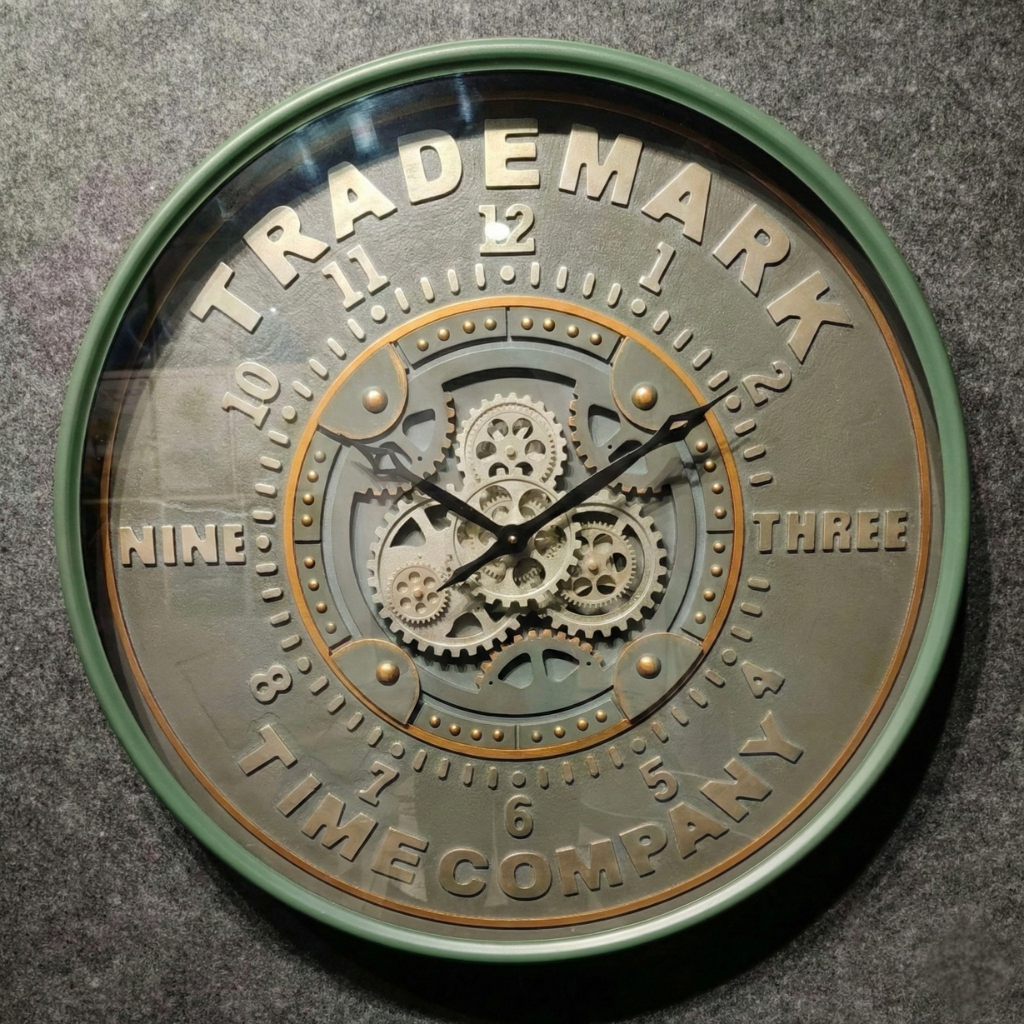 Industrial Green Metal Gear Wall Clock