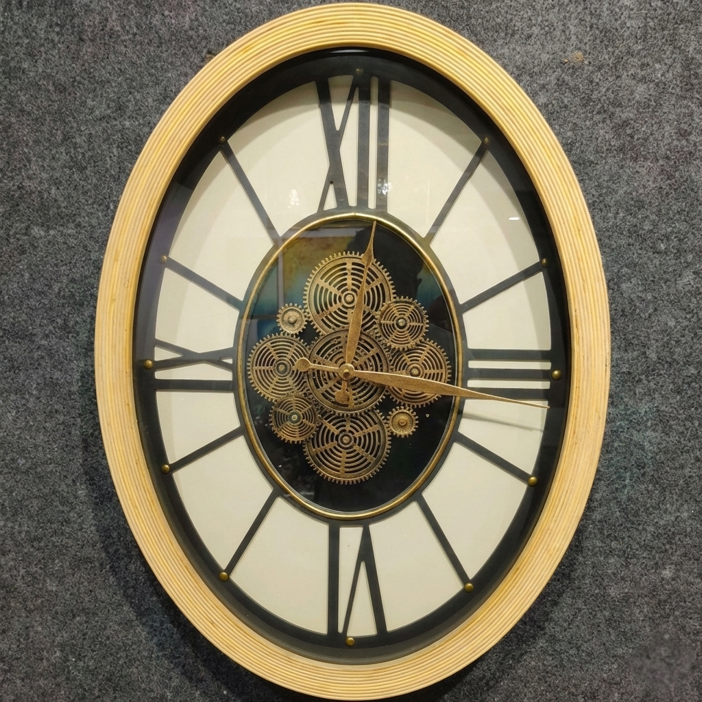 Oval Roman Dial Metal Wall Clock