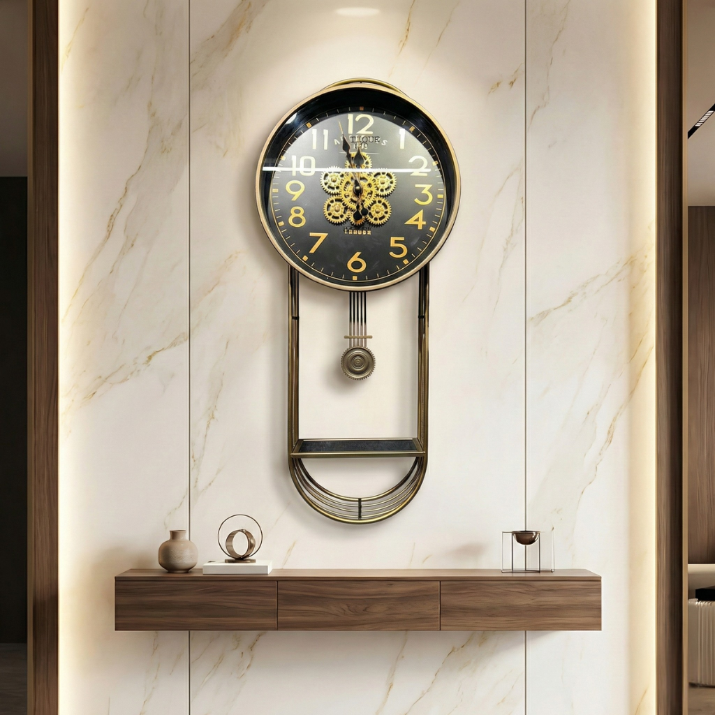 Classic Black Metal Pendulum Wall Clock