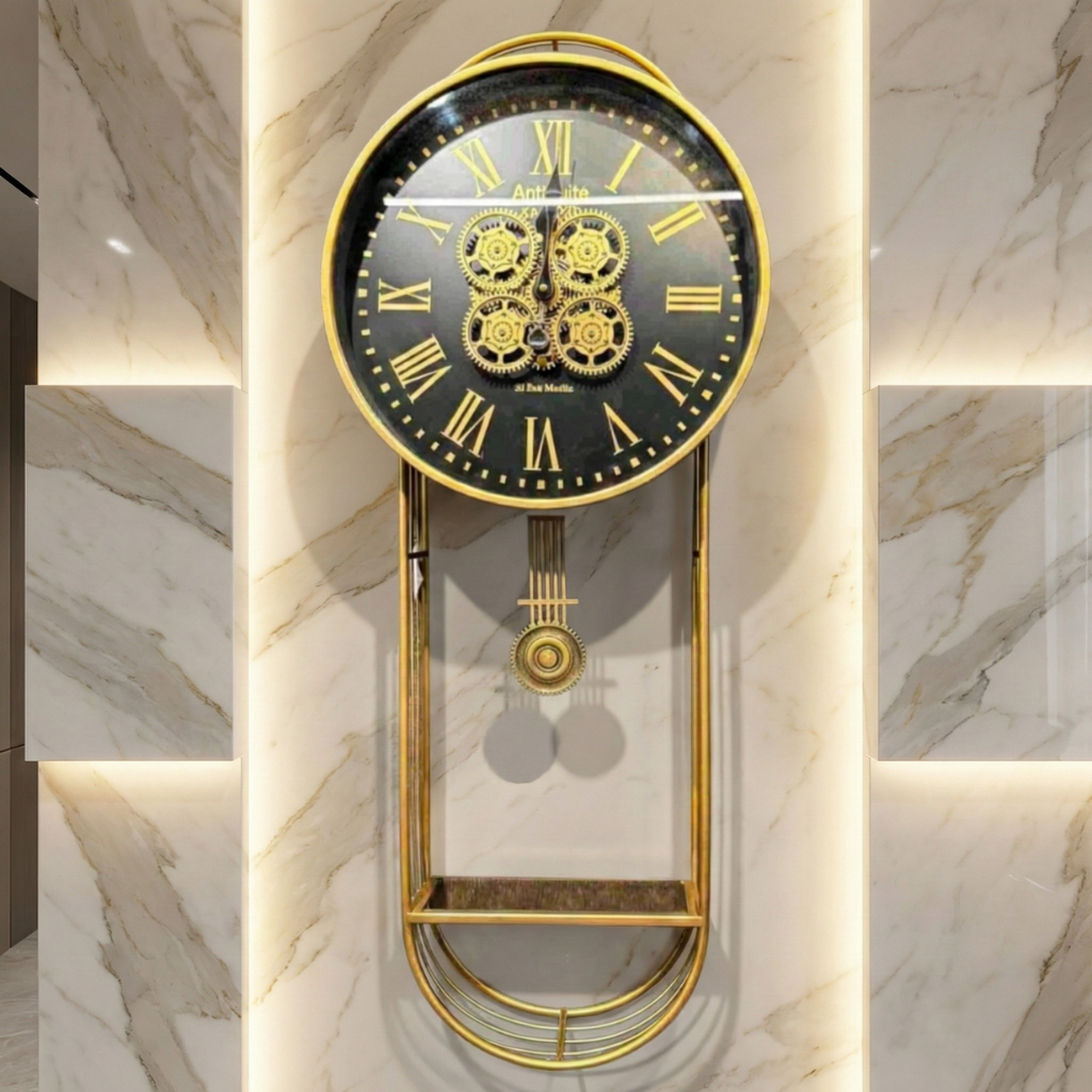 Classic Gold Metal Pendulum Wall Clock