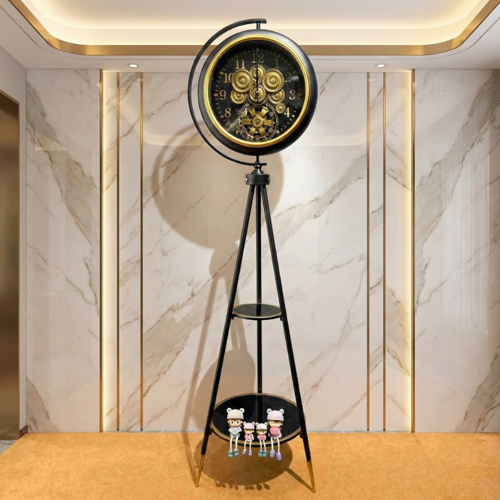 Modern Black Tripod Floor Clock