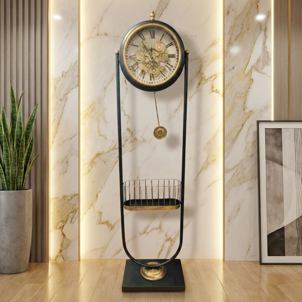 Classic Metal Floor Pendulum Clock