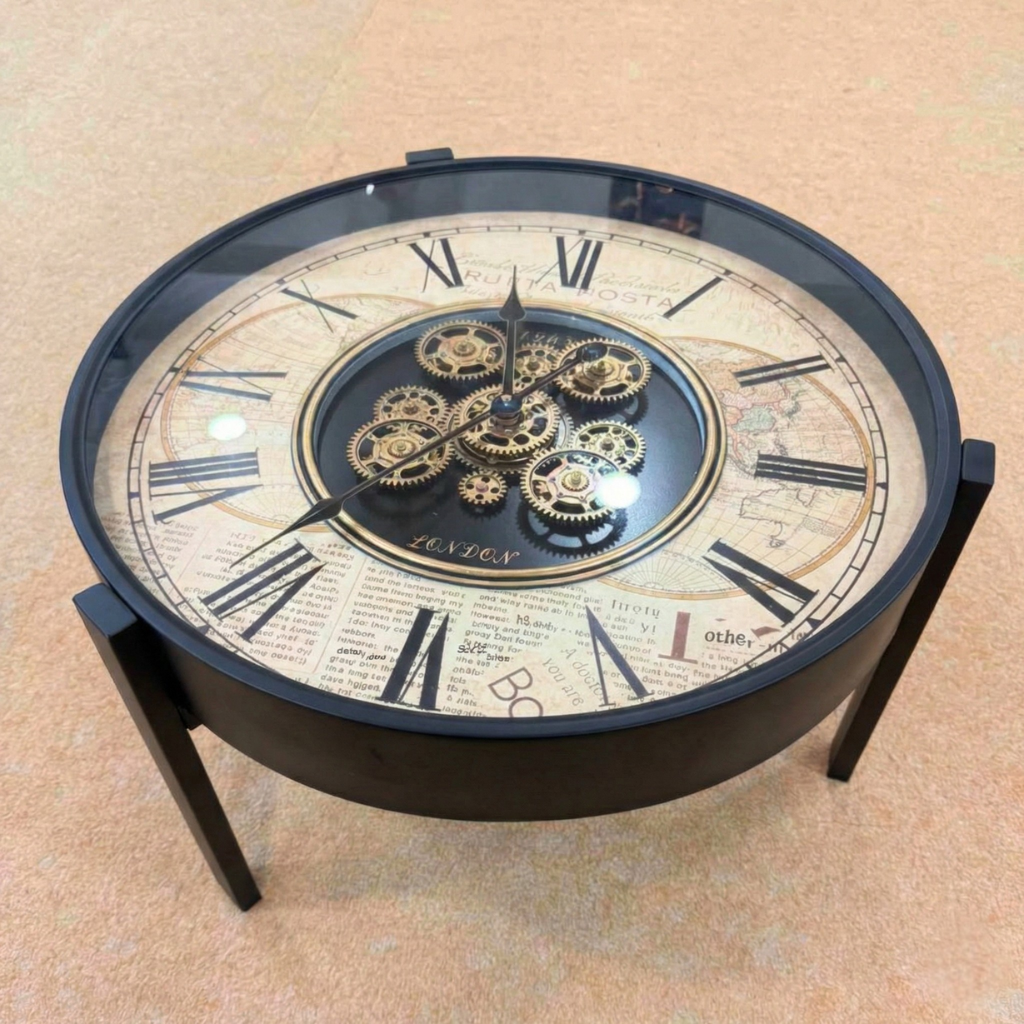 Vintage Gear Dial Clock Table